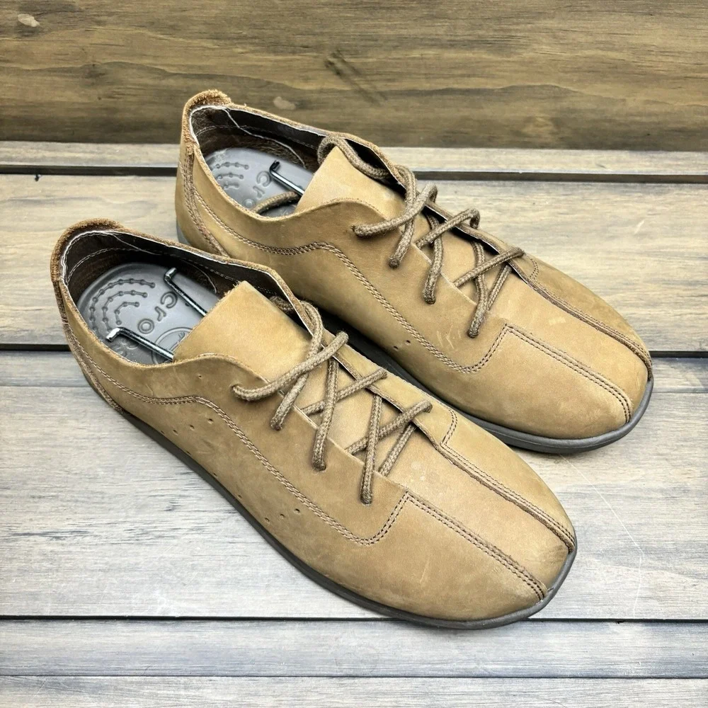 CROCS Shoes Suede‎ Oxford Lace Up Tan Casual Walking Mens Sz 7